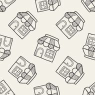 shop store doodle drawing seamless pattern background N2