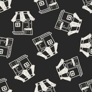 shop store doodle drawing seamless pattern background N5