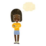 cartoon woman with crossed arms thought bubble N8