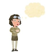 cartoon woman with crossed arms and safety goggles thought N2