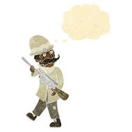 cartoon big game hunter with thought bubble