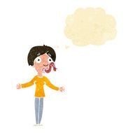 cartoon woman telling lies with thought bubble N2