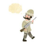 cartoon big game hunter with thought bubble N2
