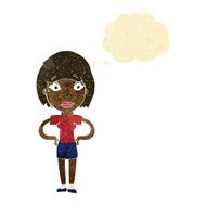 cartoon worried woman with thought bubble N14