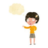 cartoon waving woman with thought bubble N24
