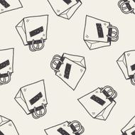 shopping bag doodle drawing seamless pattern background
