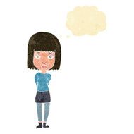 cartoon serious girl with thought bubble N2