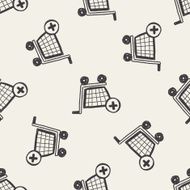 shopping cart doodle drawing seamless pattern background