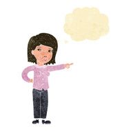 cartoon woman pointing with thought bubble N29