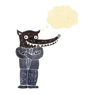 cartoon wolf man with thought bubble N5