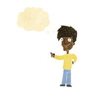 cartoon man pointing with thought bubble N25