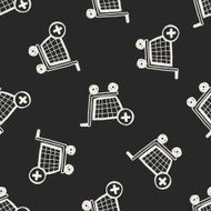 shopping cart doodle drawing seamless pattern background N4