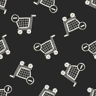 shopping cart doodle drawing seamless pattern background N5