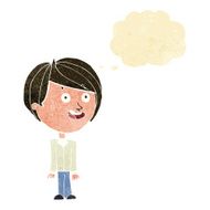 cartoon happy surprised boy with thought bubble N2