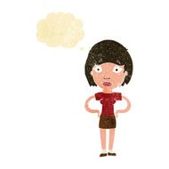 cartoon worried woman with thought bubble N15