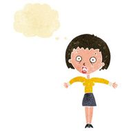 cartoon woman shrugging shoulders with thought bubble N71