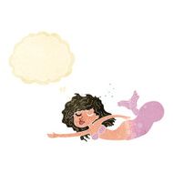 cartoon mermaid with thought bubble N12