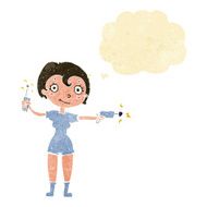 cartoon future space girl with thought bubble N2