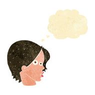 cartoon female face with thought bubble N24