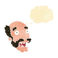 cartoon shocked old man with thought bubble N2
