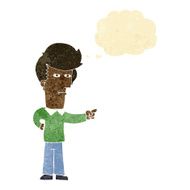 cartoon man pointing with thought bubble N27