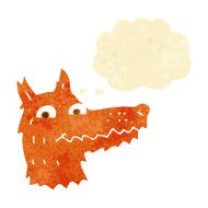 cartoon fox head with thought bubble N3