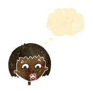 cartoon shocked expression with thought bubble