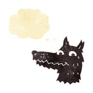cartoon wolf head with thought bubble N4