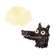 cartoon wolf head with thought bubble N5