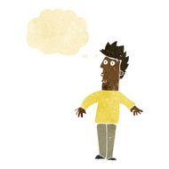 cartoon surprised man with thought bubble N19