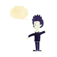 cartoon vampire man with thought bubble N13