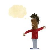 cartoon stressed man with thought bubble N9