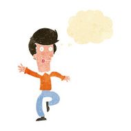 cartoon man dancing with thought bubble N2