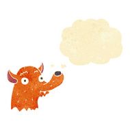 cartoon happy fox with thought bubble