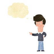 cartoon man pointing with thought bubble N28