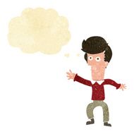 cartoon man waving with thought bubble N4