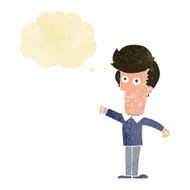 cartoon man punching with thought bubble N2