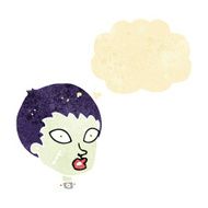 cartoon female zombie head with thought bubble N2