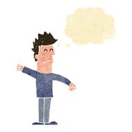 cartoon stressed man with thought bubble N10