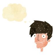 cartoon smiling man with thought bubble N5