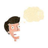 cartoon terrified man with thought bubble N35