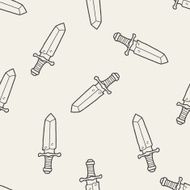 sword doodle seamless pattern background N5