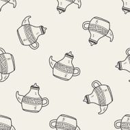 tea pot doodle drawing seamless pattern background N4