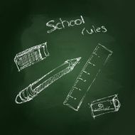 Sketchy drawing of school equipment N2