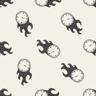 time doodle seamless pattern background N6