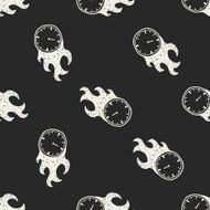 time doodle seamless pattern background N18
