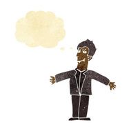 cartoon vampire man with open arms thought bubble