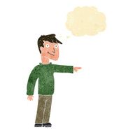 cartoon man pointing with thought bubble N30