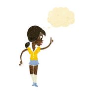 cartoon girl with idea thought bubble N3