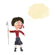 cartoon woman with spear sticking out tongue thought bubble N2